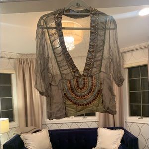 Forest Green/Moss Sheer Blouse